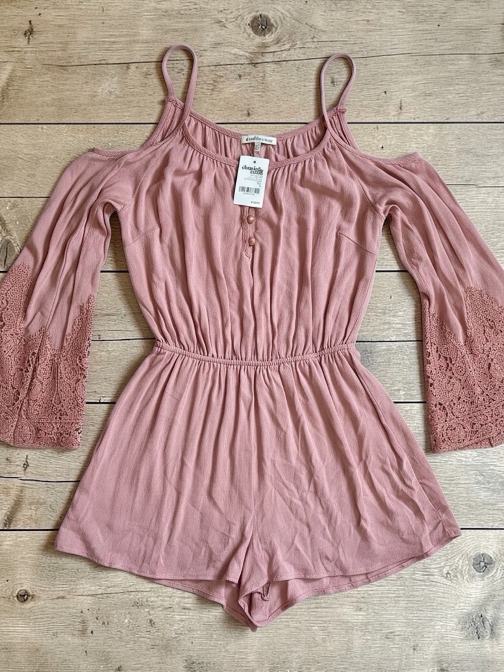 Charlotte Russe Mauve Button-Front Romper, NWT